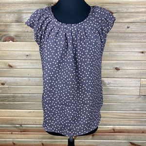 LC Lauren Conrad Purple and Pink Polka Dot Short Sleeve Blouse Size L 1320